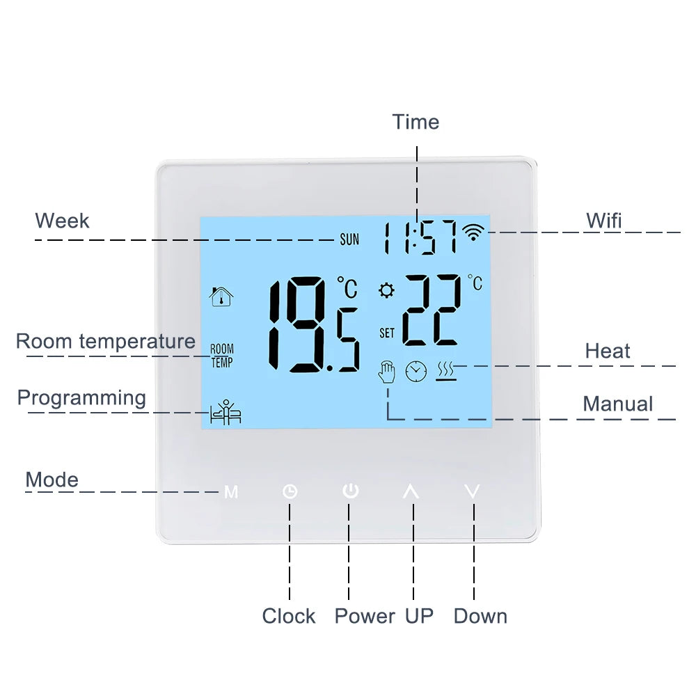 Tuya Smart WiFi Thermostat Programmable for Underfloor Heating