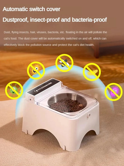 Smart Infrared Pet Feeder Bowl with Auto Open Cover